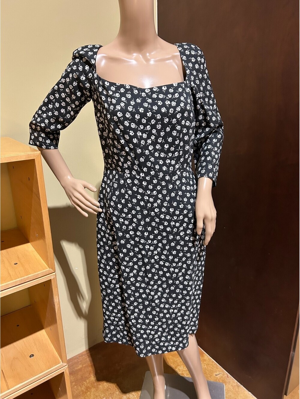 Vintage Dolce & Gabbana Flower Print Square Neck Dress Size 8 - Picture 2 of 9